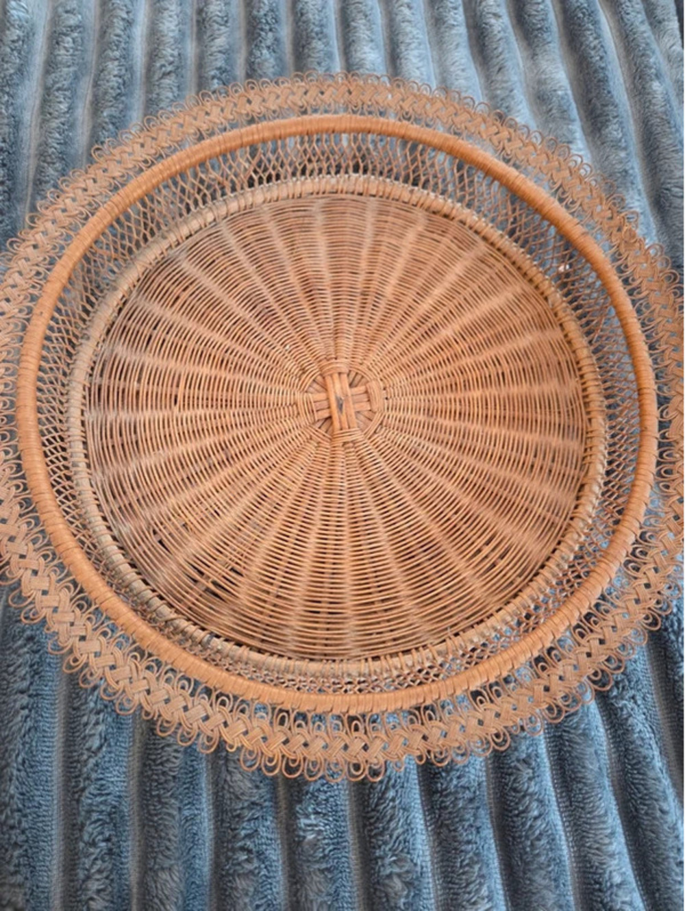 Vintage woven rattan tray